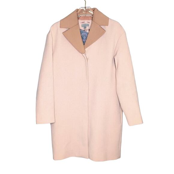 COS Pale Pink Long Sleeve Coat Zip Up Pockets Detachable Collar Lined Size 2 - Picture 1 of 8